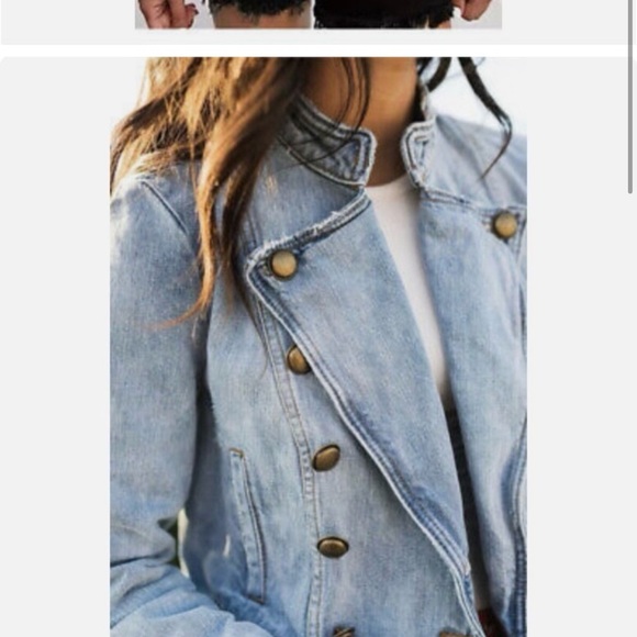 NWOT Free  People Ferry  Double Breasted Distressed  Denim Jacket - Picture 11 of 16